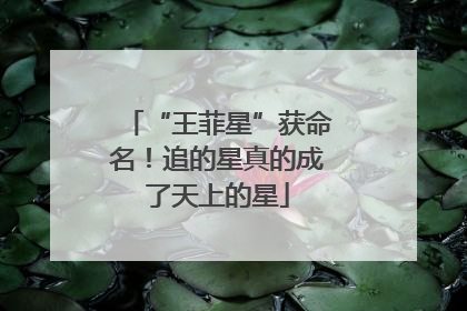 “王菲星”获命名！追的星真的成了天上的星