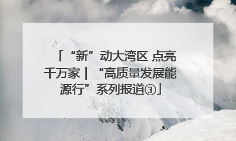 “新”动大湾区 点亮千万家｜“高质量发展能源行”系列报道③