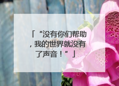 “没有你们帮助，我的世界就没有了声音！”