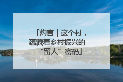 灼言｜这个村，蕴藏着乡村振兴的“留人”密码