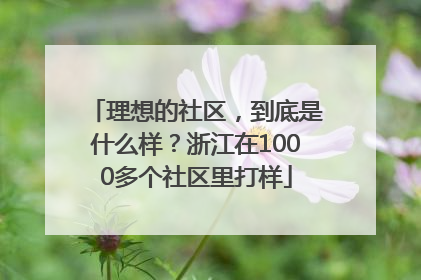 理想的社区，到底是什么样？浙江在1000多个社区里打样