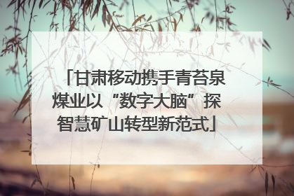 甘肃移动携手青苔泉煤业以“数字大脑”探智慧矿山转型新范式
