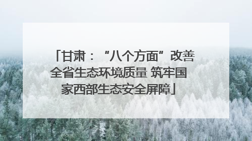 甘肃：“八个方面”改善全省生态环境质量 筑牢国家西部生态安全屏障