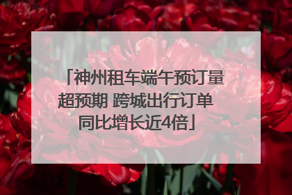 神州租车端午预订量超预期 跨城出行订单同比增长近4倍