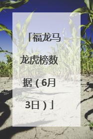福龙马龙虎榜数据（6月3日）