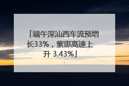 端午深汕西车流预增长33%，紫惠高速上升 3.43%