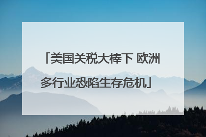 美国关税大棒下 欧洲多行业恐陷生存危机