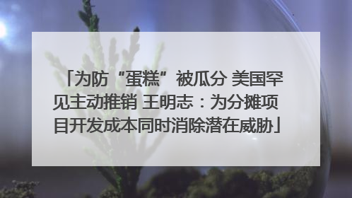 为防“蛋糕”被瓜分 美国罕见主动推销 王明志：为分摊项目开发成本同时消除潜在威胁