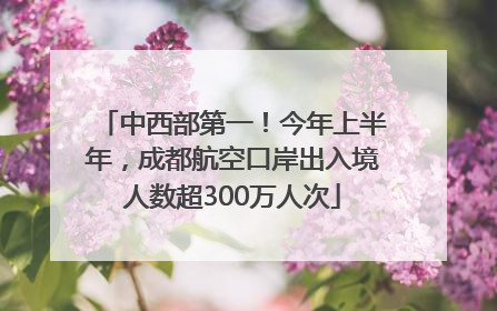 中西部第一！今年上半年，成都航空口岸出入境人数超300万人次