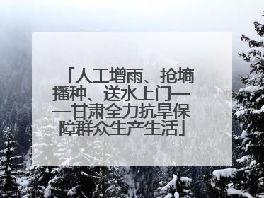 人工增雨、抢墒播种、送水上门——甘肃全力抗旱保障群众生产生活