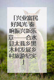 兴业富民好风光 奏响振兴新乐章——合水县太莪乡黑木村发展乡村旅游纪实