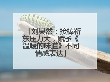 刘昊然：接棒靳东压力大，赋予《温暖的味道》不同情感表达