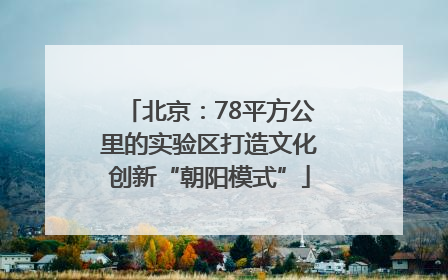 北京：78平方公里的实验区打造文化创新“朝阳模式”