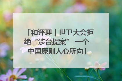 和评理｜世卫大会拒绝“涉台提案” 一个中国原则人心所向