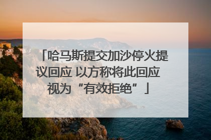 哈马斯提交加沙停火提议回应 以方称将此回应视为“有效拒绝”