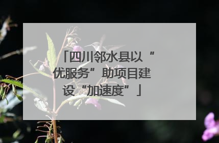 四川邻水县以“优服务”助项目建设“加速度”