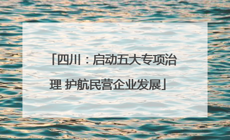 四川：启动五大专项治理 护航民营企业发展