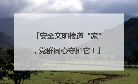 安全文明楼道“家”，党群同心守护它！