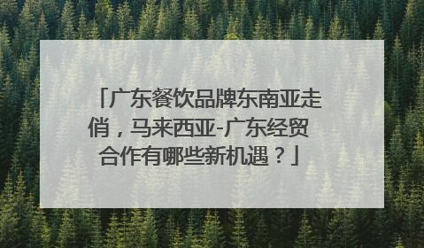 广东餐饮品牌东南亚走俏，马来西亚-广东经贸合作有哪些新机遇？