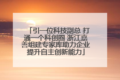 引一位科技副总 打通一个科创圈 浙江嘉善组建专家库助力企业提升自主创新能力
