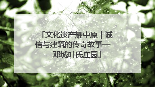 文化遗产耀中原｜诚信与建筑的传奇故事——邓城叶氏庄园
