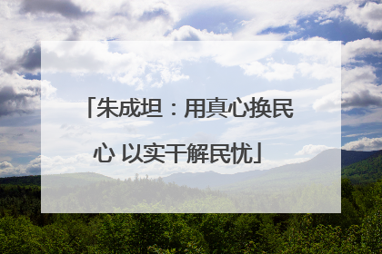 朱成坦：用真心换民心 以实干解民忧