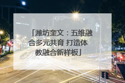 潍坊奎文：五维融合多元共育 打造体教融合新样板