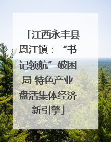 江西永丰县恩江镇：“书记领航”破困局 特色产业盘活集体经济新引擎