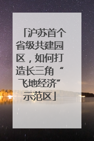 沪苏首个省级共建园区，如何打造长三角“飞地经济”示范区