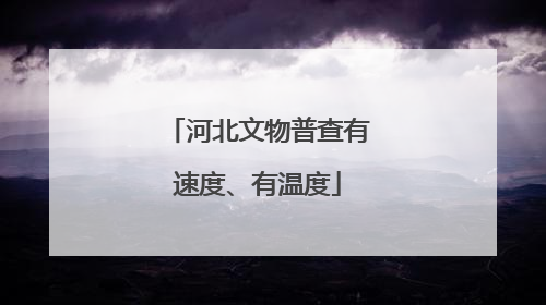 河北文物普查有速度、有温度