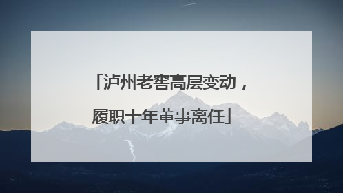 泸州老窖高层变动，履职十年董事离任
