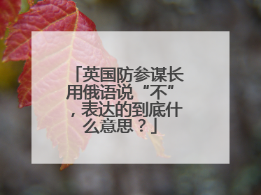 英国防参谋长用俄语说“不”，表达的到底什么意思？