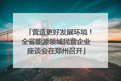 营造更好发展环境！全省能源领域民营企业座谈会在郑州召开