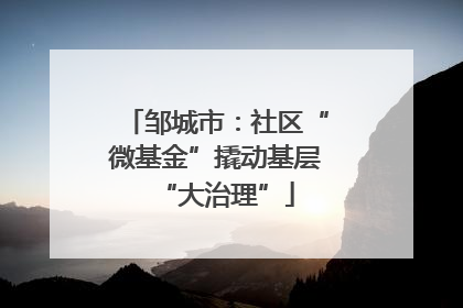 邹城市：社区“微基金”撬动基层“大治理”