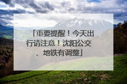 重要提醒！今天出行请注意！沈阳公交、地铁有调整