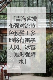 青海省发布强对流黄色预警！多地将有雷暴大风、冰雹、短时强降水