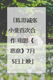 陈思诚张小斐首次合作 电影《恶意》7月5日上映