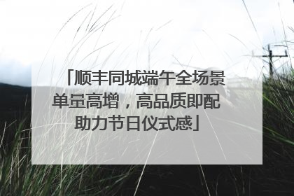 顺丰同城端午全场景单量高增，高品质即配助力节日仪式感