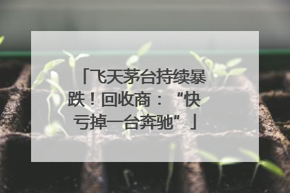 飞天茅台持续暴跌！回收商：“快亏掉一台奔驰”